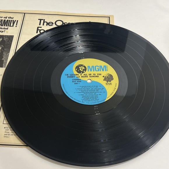 Donny And Marie Osmond I'M Leaving It All Up To You LP Vinyl Record Album - Picture 11 of 11